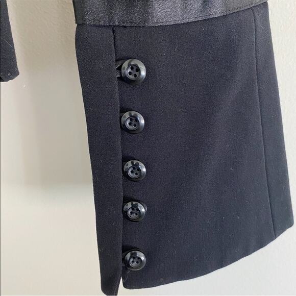 Bisou Bisou blazer size 8 bell sleeve button front cropped career office black - Picture 5 of 8